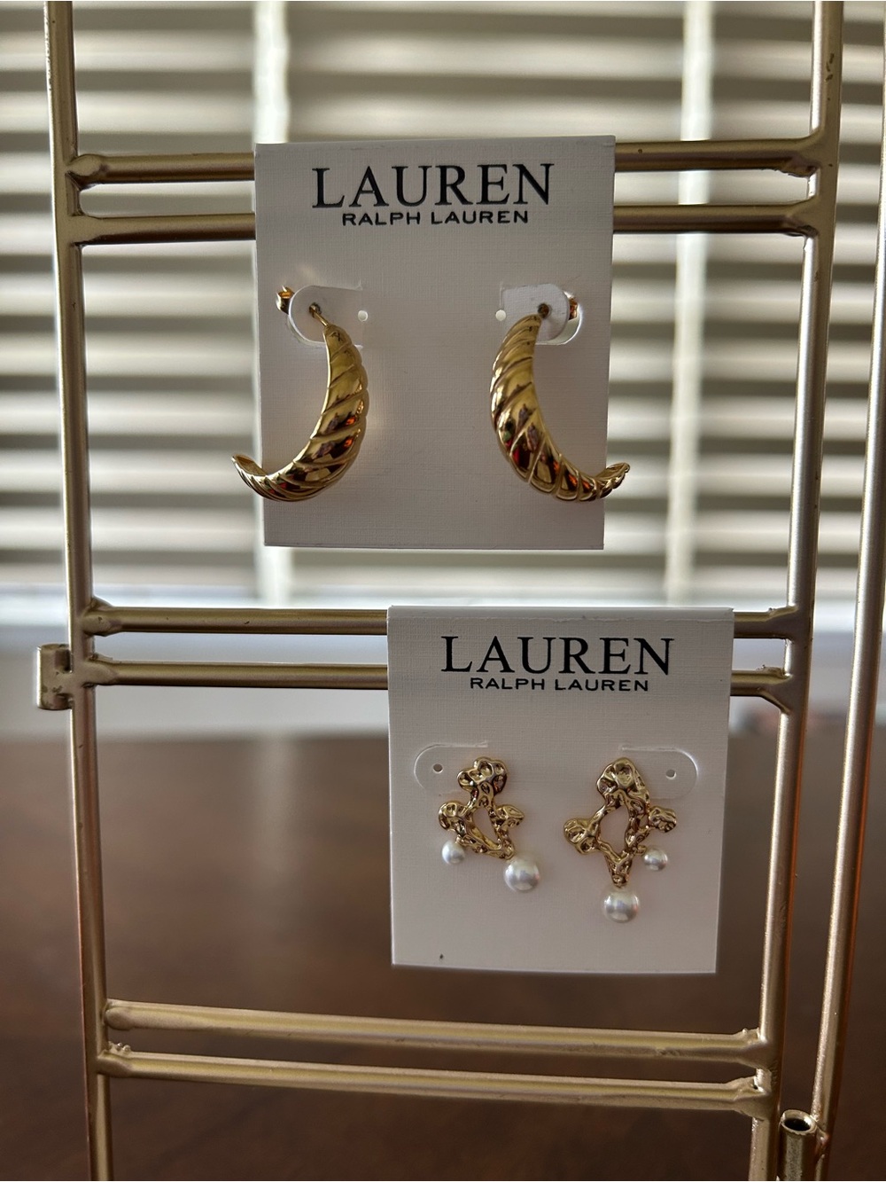2 pair LAUREN Ralph Lauren Gold Tone Earrings